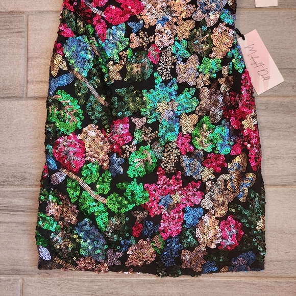 Midnight Doll mini dress L black multi sequins embroidered floral party new $90 - Picture 9 of 13